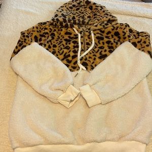 Cheetah & White Quarter zip hoodie
